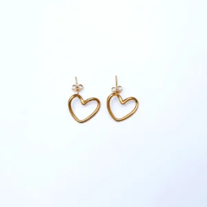 Gold Heart-Shaped Hoop Earrings