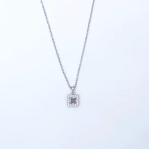 Elegant Silver Square Pendant Necklace