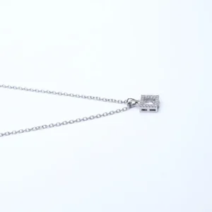 Elegant Silver Square Pendant Necklace