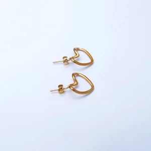 Gold Heart-Shaped Hoop Earrings