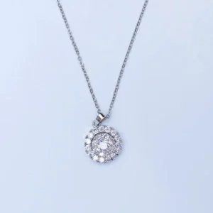 Classic Silver Pendant Necklace with Crystal Cluster