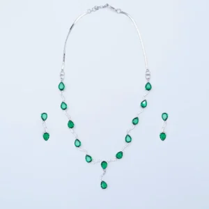 Elegant Green Emerald Necklace and Earring Set