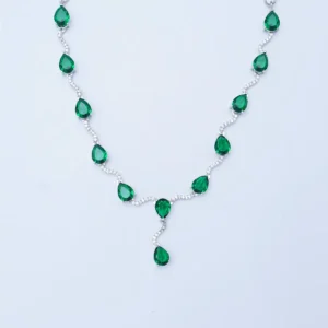Elegant Green Emerald Necklace and Earring Set