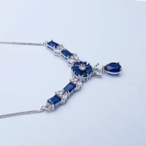 Blue Sapphire Crystal Necklace Set for Women – Luxury Jewelry Pakistan | Zevel