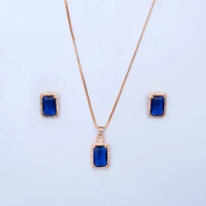 Blue Sapphire Crystal Necklace Set Pakistan premium jewelry for women by Zevel