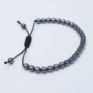 Minimalist Hematite Bead Bracelet for Men & Women – Adjustable Black Cord Bracelet | Zevel Pakistan